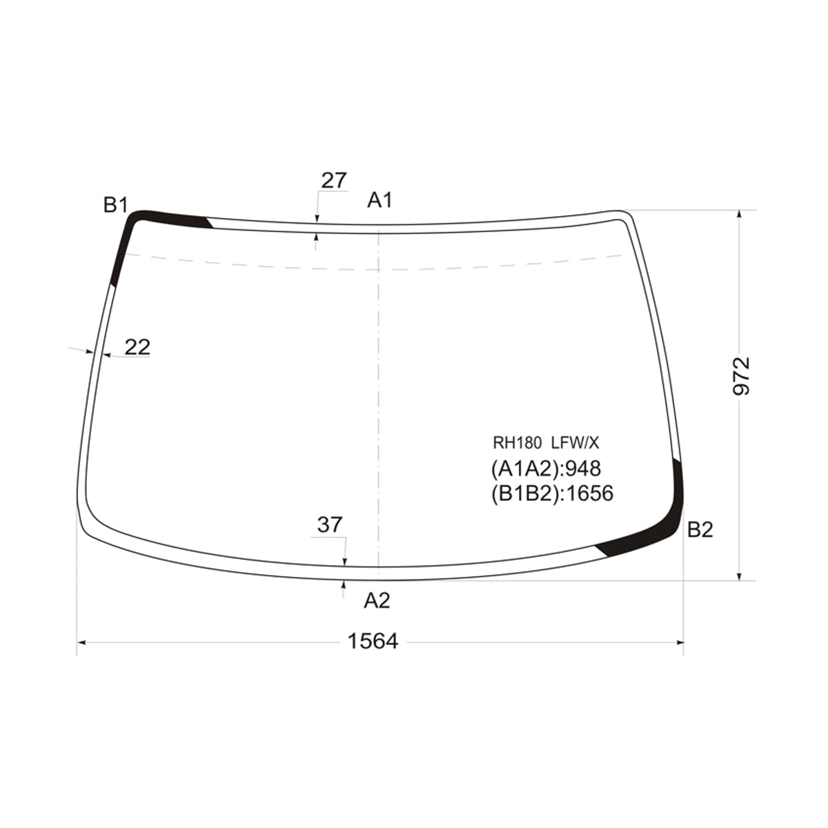 XYG Стекло лобовое Toyota Grand Hiace 99-02 / Granvia 95-02 RH180LFW/X
