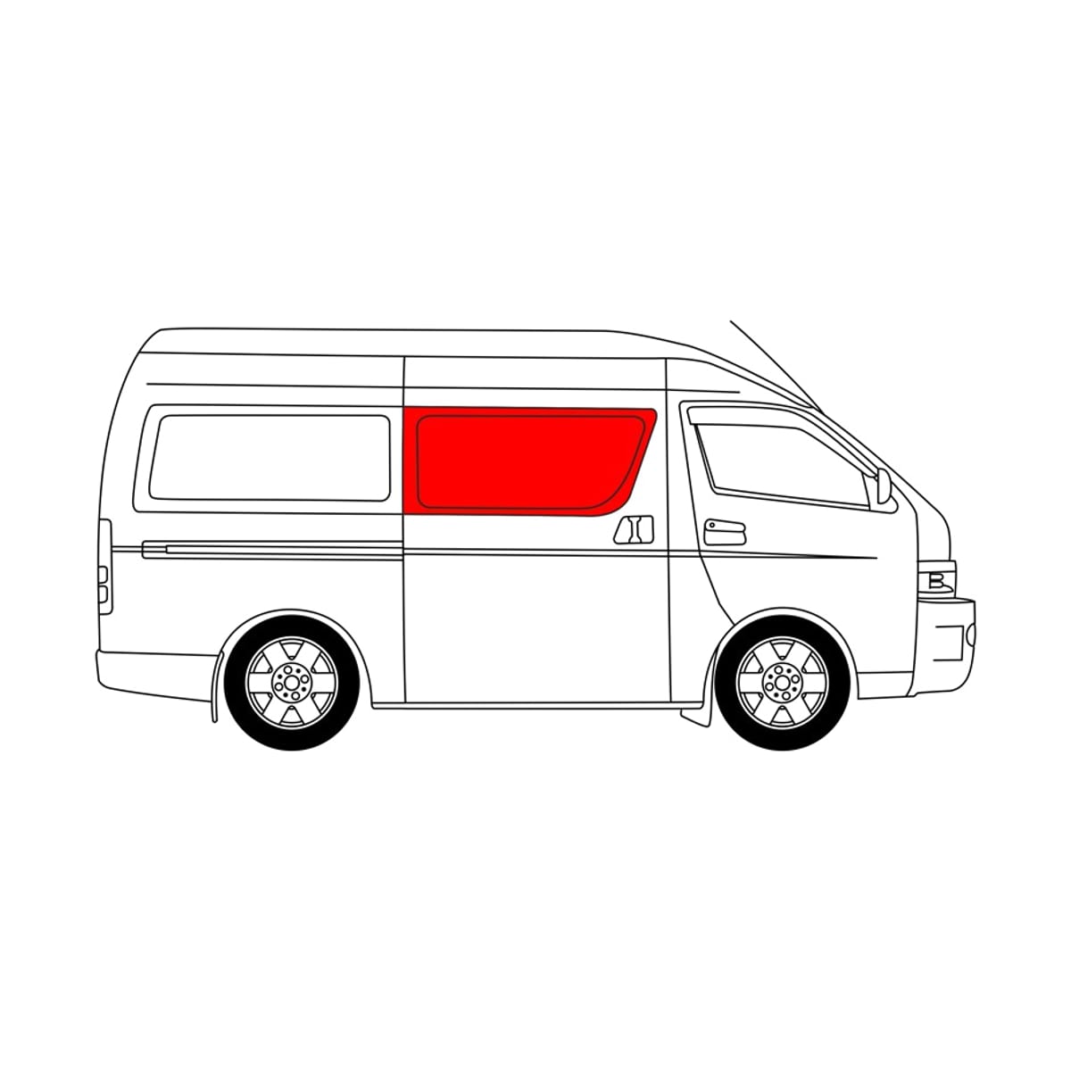 XYG Стекло боковое опускное (Сзади/ Справа/ Цвет зеленый) Toyota Hiace 04-20