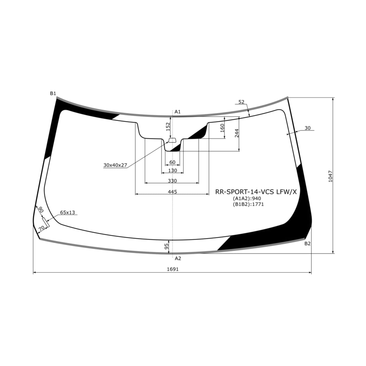 XYG Стекло лобовое (Датчик дождя/ Молдинг) Land Rover Range Rover Sport 13-22 RRSPORT14VCSLFW/X