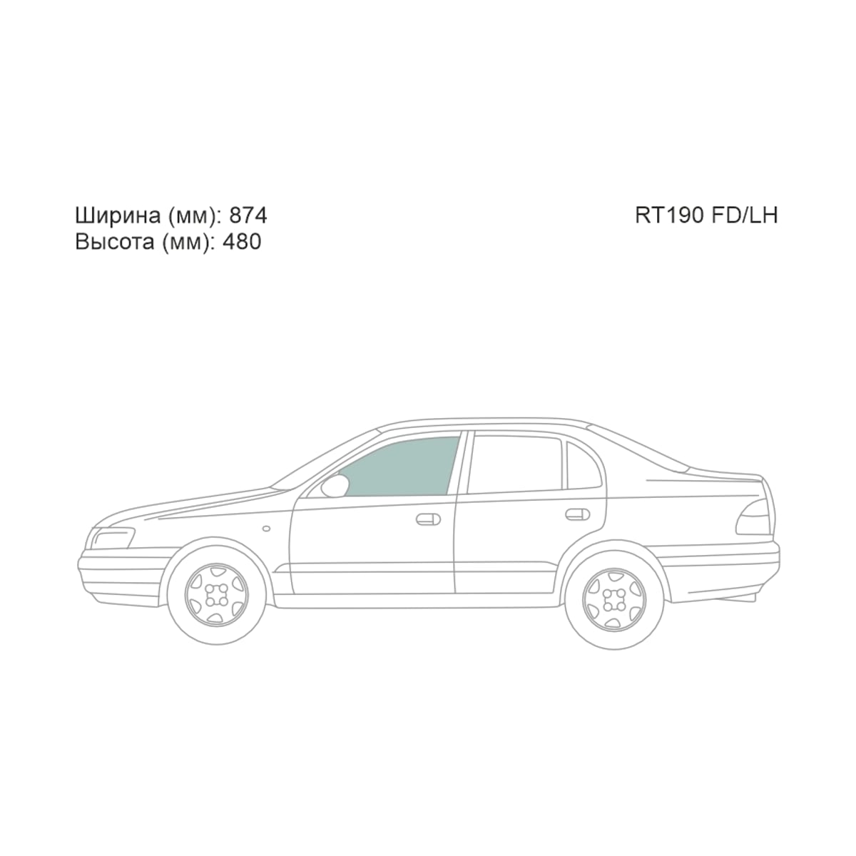 XYG Стекло боковое опускное (Спереди/ Слева/ Цвет зеленый) Toyota Caldina (T190) 92-02 / Carina E 92-98 RT190FD/LH