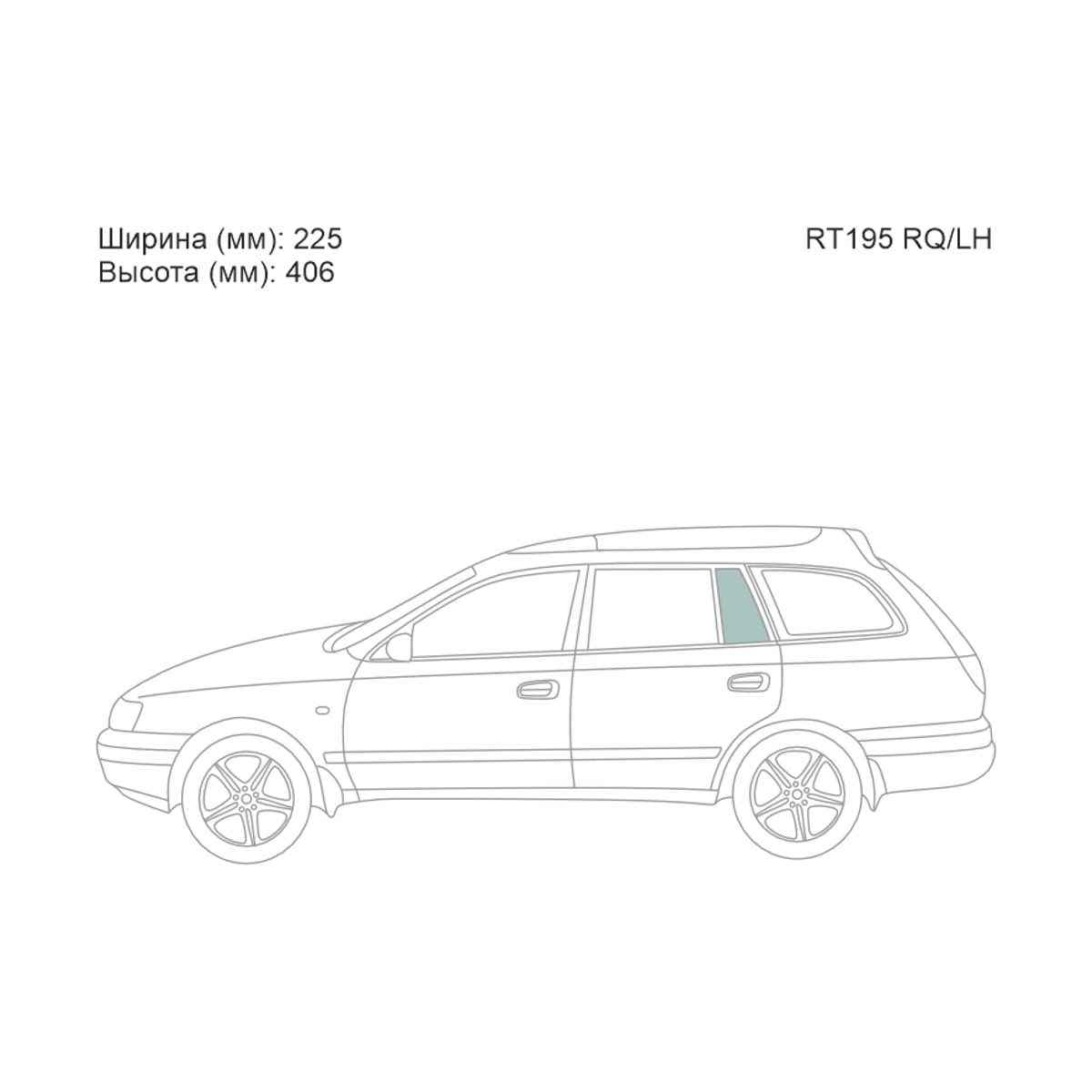 XYG Стекло форточки (Сзади/ Слева/ Цвет зеленый) Toyota Caldina (T190) 92-02 / Carina E 92-98 RT195RQ/LH