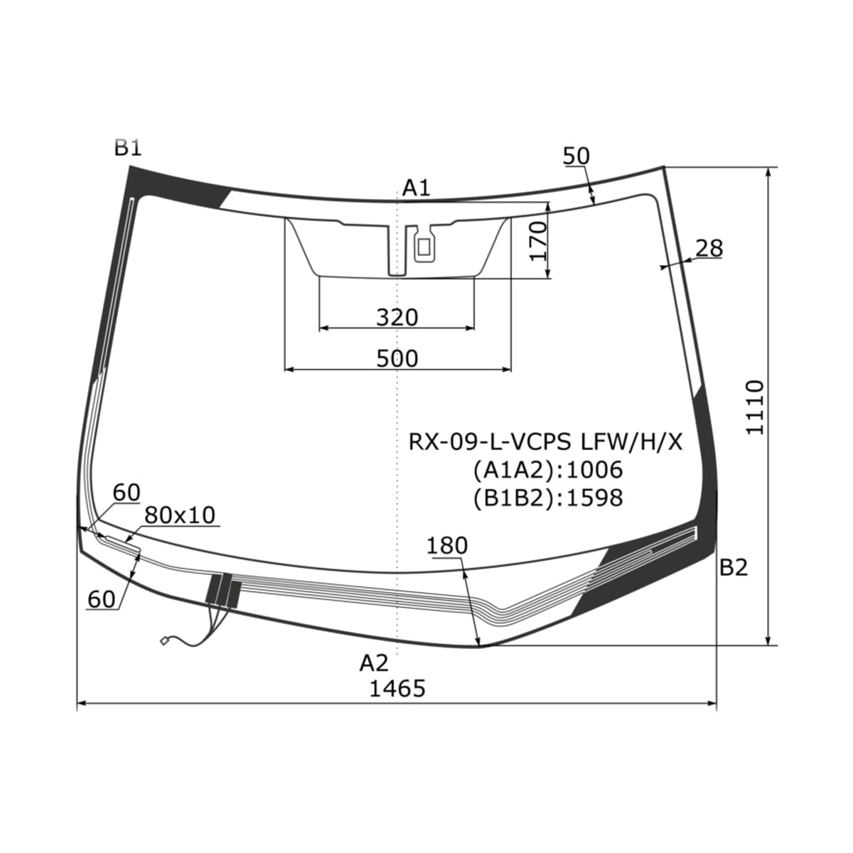 XYG Стекло лобовое (Обогрев щеток/ Датчик дождя) Lexus RX 08-15 RX09LVCPSLFW/H/X