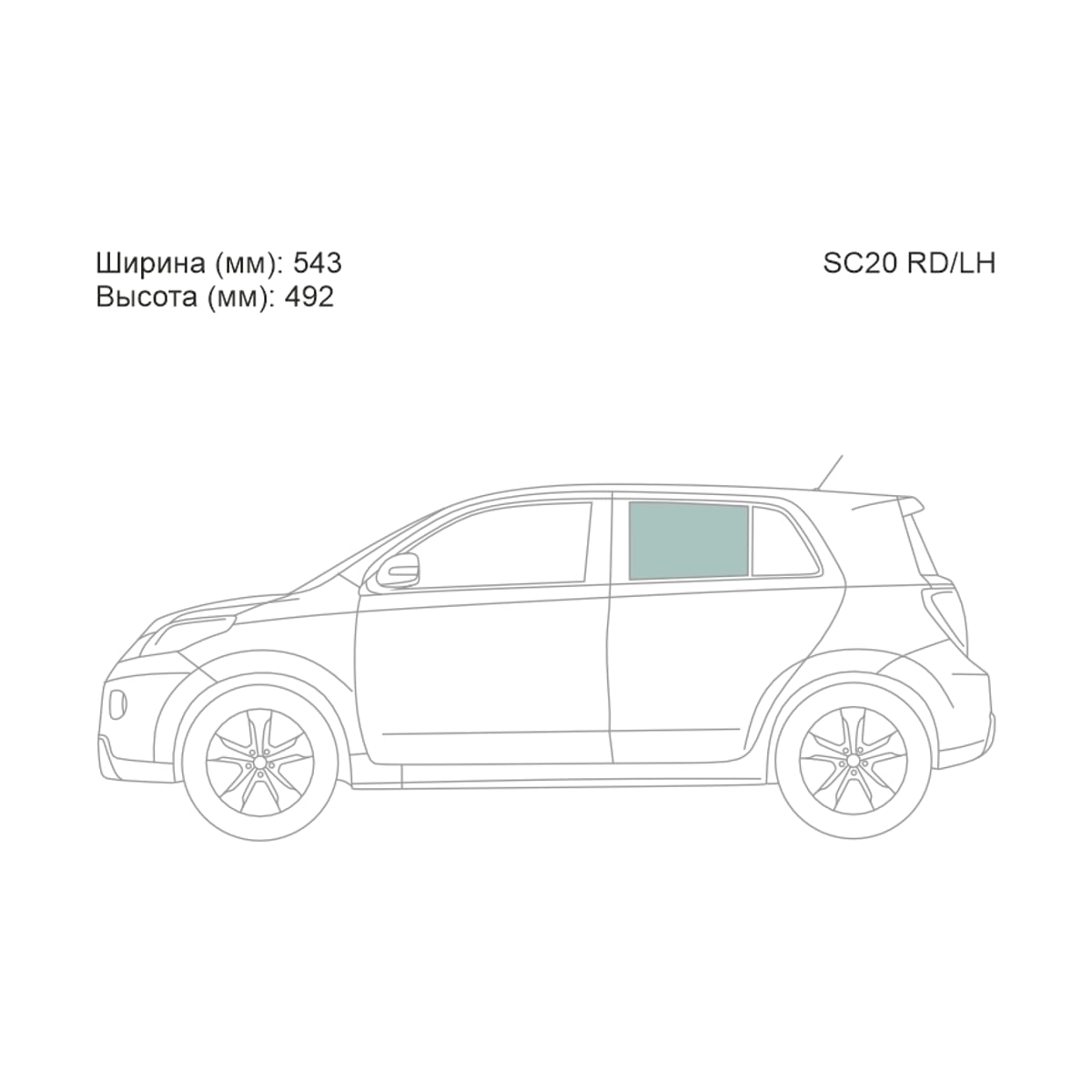 XYG Стекло боковое опускное (Сзади/ Слева/ Цвет зеленый) Scion xD 07-14 / Toyota Ist 07-16