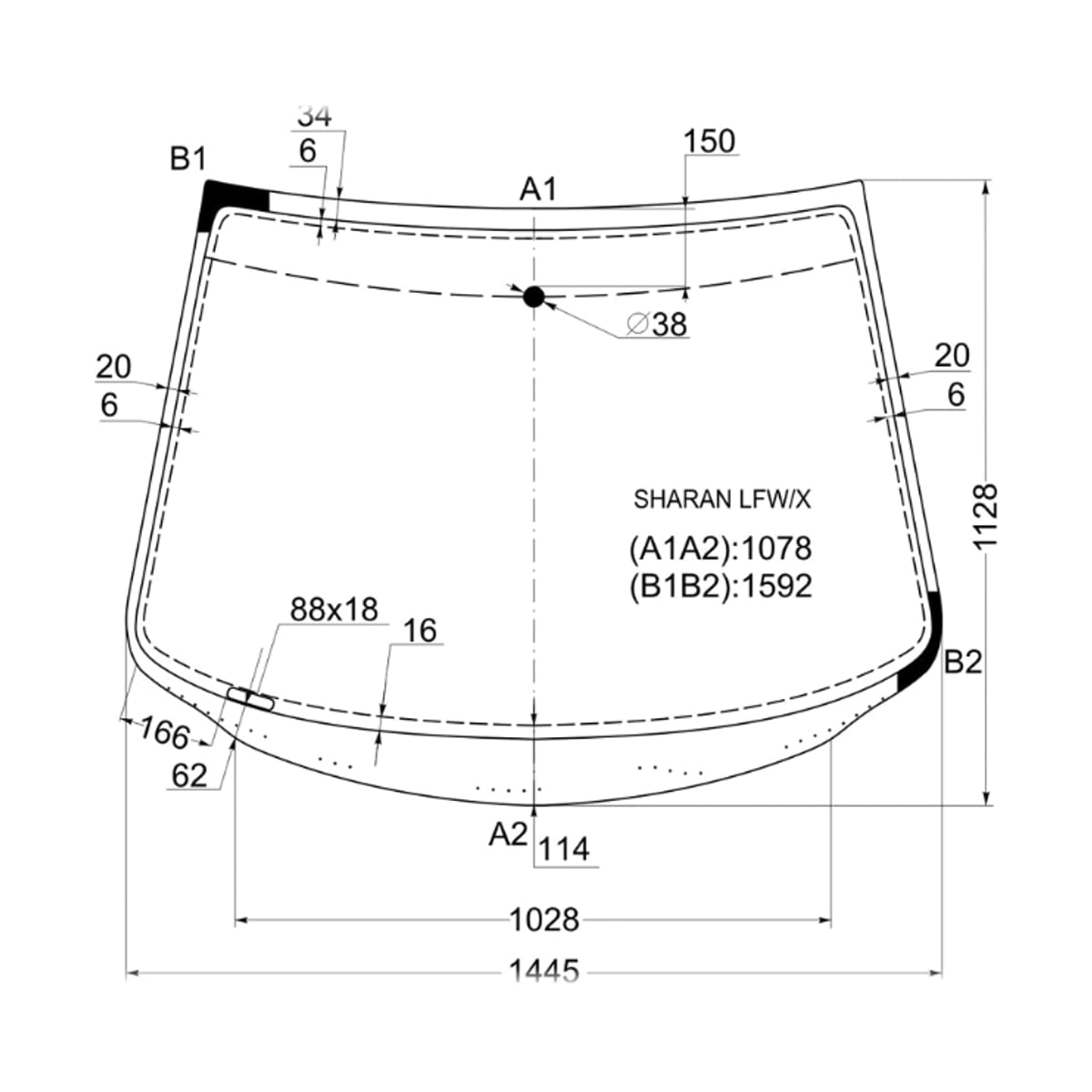 XYG Стекло лобовое Ford Galaxy 95-06 / SEAT Alhambra 96-10 SHARANLFW/X