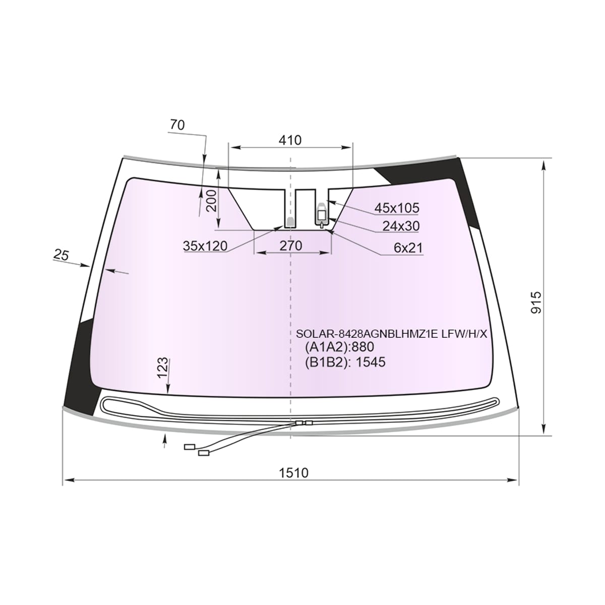 XYG Стекло лобовое (Атермальное/ Обогрев щеток/ Датчик дождя/ Молдинг) Toyota Camry (XV70) 17-22 / Camry USA 17-20 SOLAR8428AGNBLHMZ1ELFW/H/X