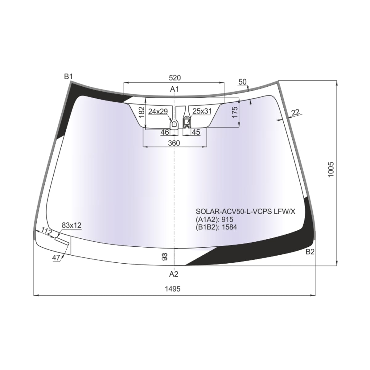 XYG Стекло лобовое (Атермальное/ Датчик дождя/ Молдинг) Toyota Camry (XV50) 11-18 / Camry USA 11-17 SOLARACV50LVCPSLFW/X