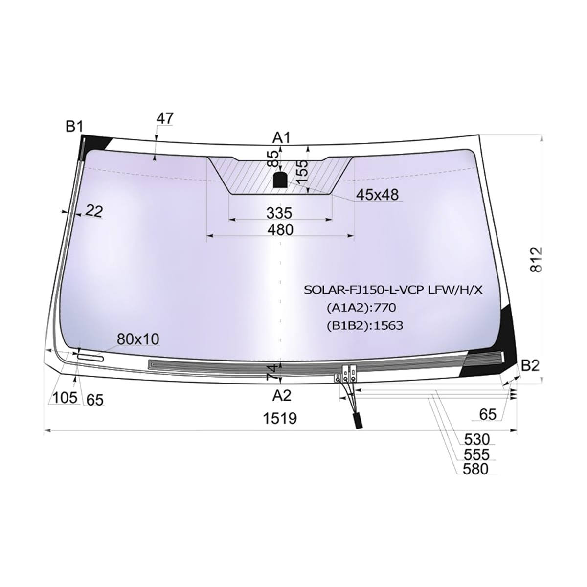 XYG Стекло лобовое (Атермальное/ Обогрев щеток/ Молдинг) Toyota Land Cruiser Prado (J150) 09-24 SOLARFJ150LVCPLFW/H/X
