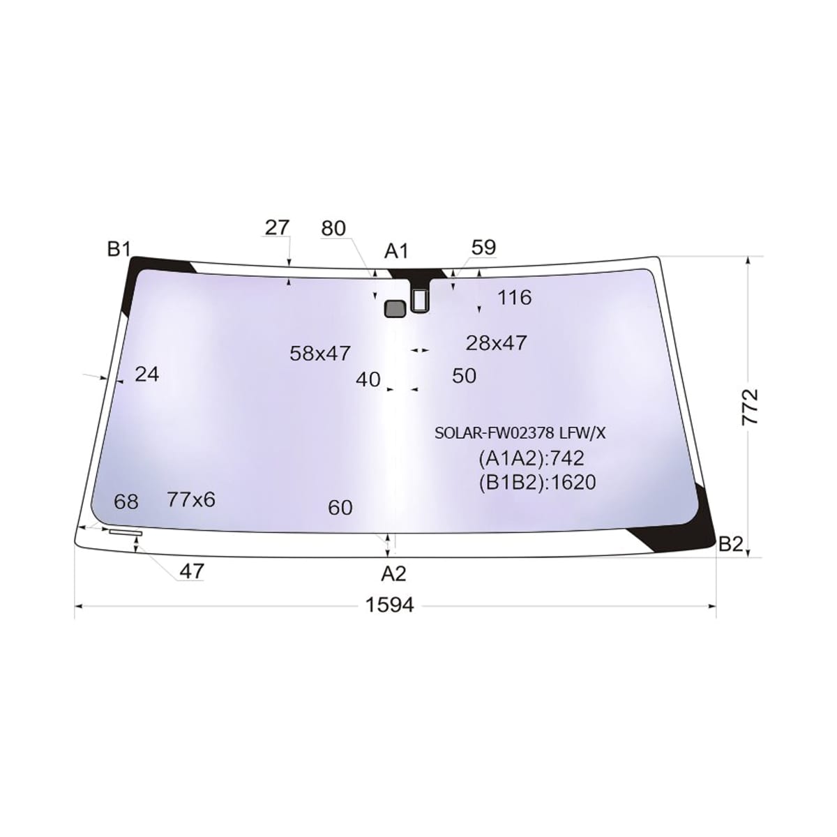 XYG Стекло лобовое (Атермальное/ Датчик дождя) Toyota Land Cruiser (J100) 98-07 / Lexus LX 98-07 SOLARFW02378LFW/X