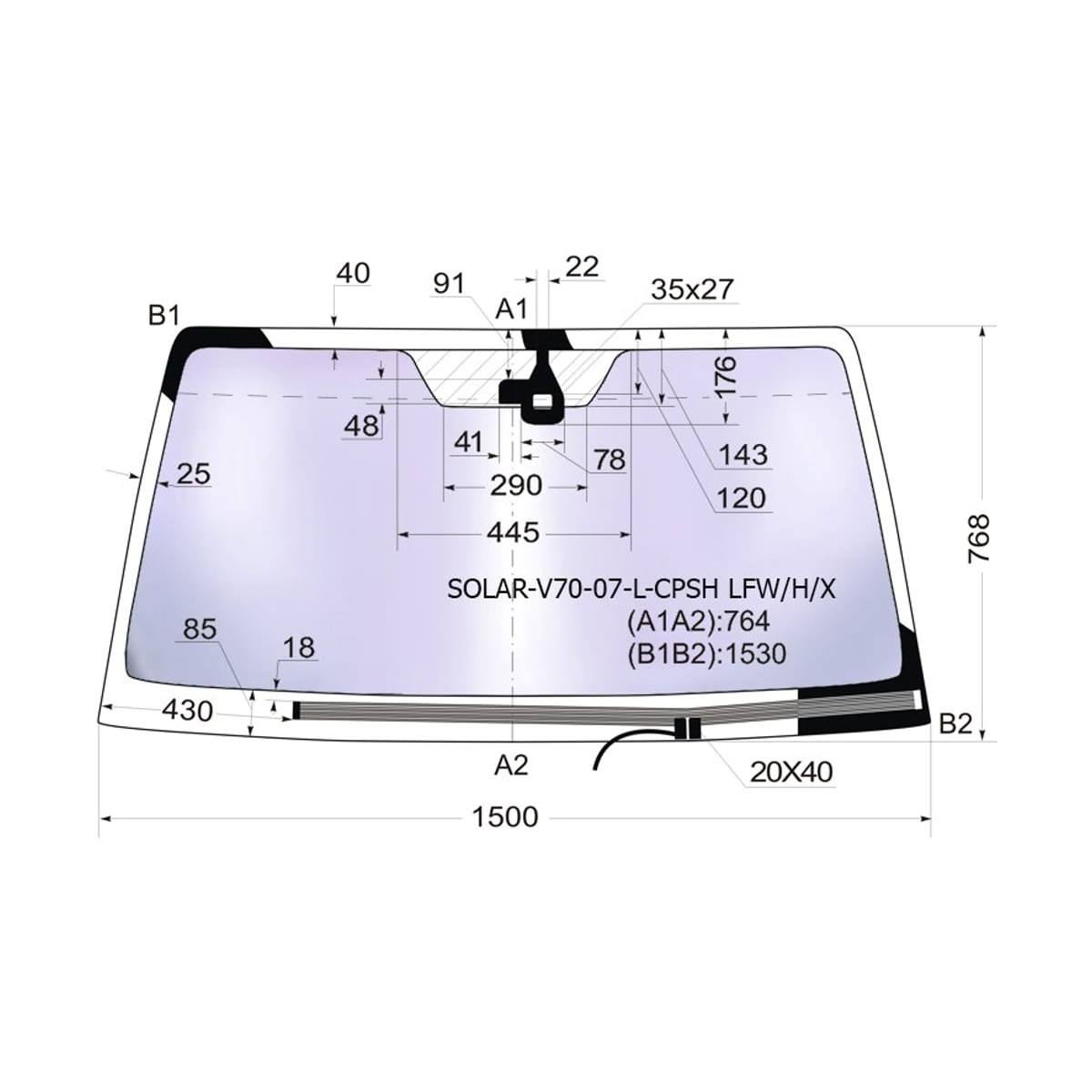 XYG Стекло лобовое (Атермальное/ Обогрев щеток/ Датчик дождя) Mitsubishi Pajero 06-20 SOLARV7007LCPSHLFW/H/X