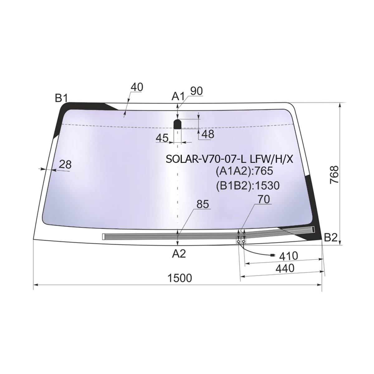 XYG Стекло лобовое (Атермальное/ Обогрев щеток) Mitsubishi Pajero 06-20 SOLARV7007LLFW/H/X
