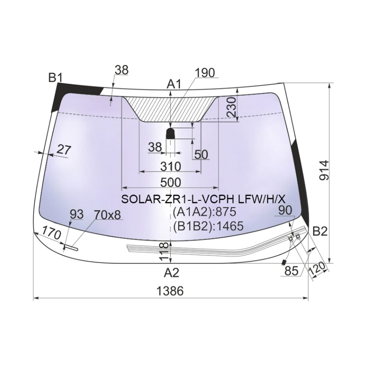 XYG Стекло лобовое (Атермальное/ Обогрев щеток) Subaru Impreza 07-12 / Impreza WRX 07-14 SOLARZR1LVCPHLFW/H/X