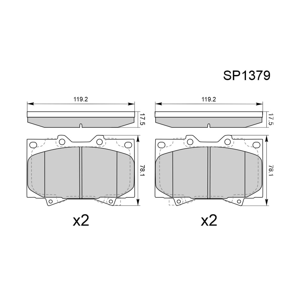 HI-Q/SANGSIN BRAKE Колодки тормозные (Спереди) Toyota Land Cruiser (J100) 95-23 / Lexus LX 98-07 SP1379