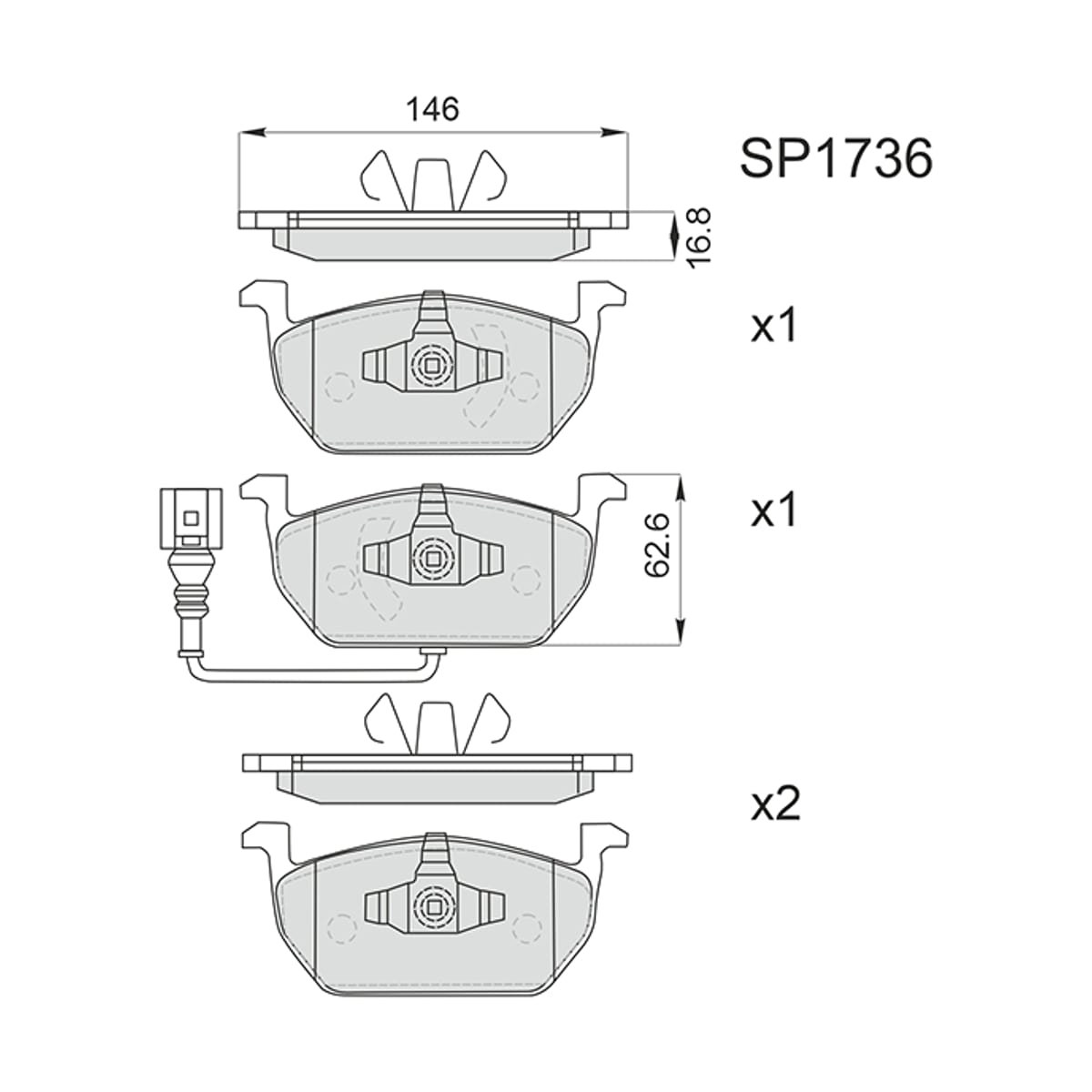 HI-Q/SANGSIN BRAKE Колодки тормозные (Спереди) Audi A3 12-19 / Skoda Octavia 04-20