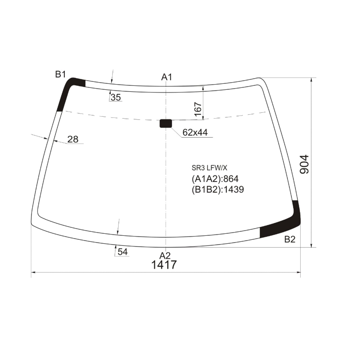 Деталь Стекло лобовое (3D HBK) Honda Civic 91-95 / Civic EURO 93-98 XYG