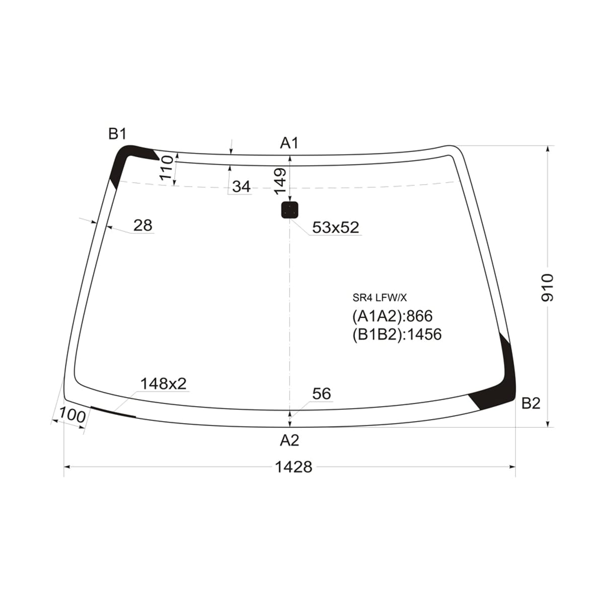 XYG Стекло лобовое (4D SED) Honda Civic 91-95 / Civic EURO 93-98
