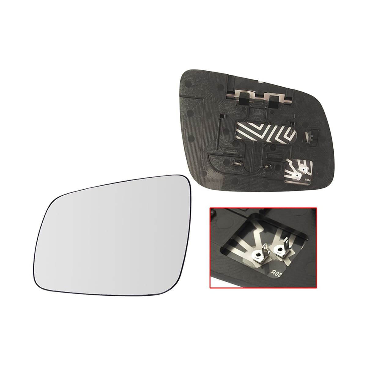 SAT Полотно зеркала Mitsubishi Lancer 07-17 (Слева/ Обогрев/ сферическое)