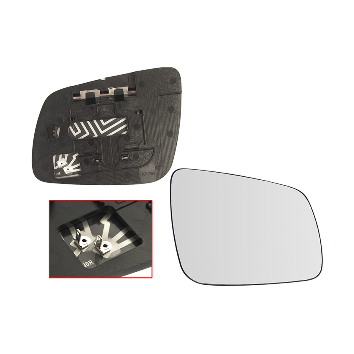 SAT Полотно зеркала Mitsubishi Lancer 07-17 (Справа/ Обогрев/ сферическое)