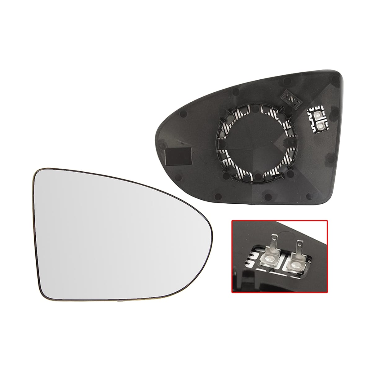 Деталь Полотно зеркала Nissan Qashqai 06-13 / Qashqai+2 08-14 (Справа/ Обогрев/ сферическое) SAT
