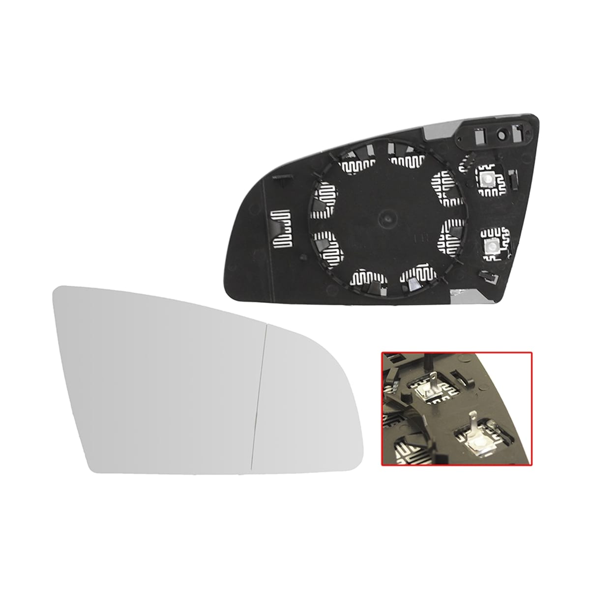 SAT Полотно зеркала Audi A3 03-08 / A4 00-09 (Справа/ Обогрев/ асферическое)