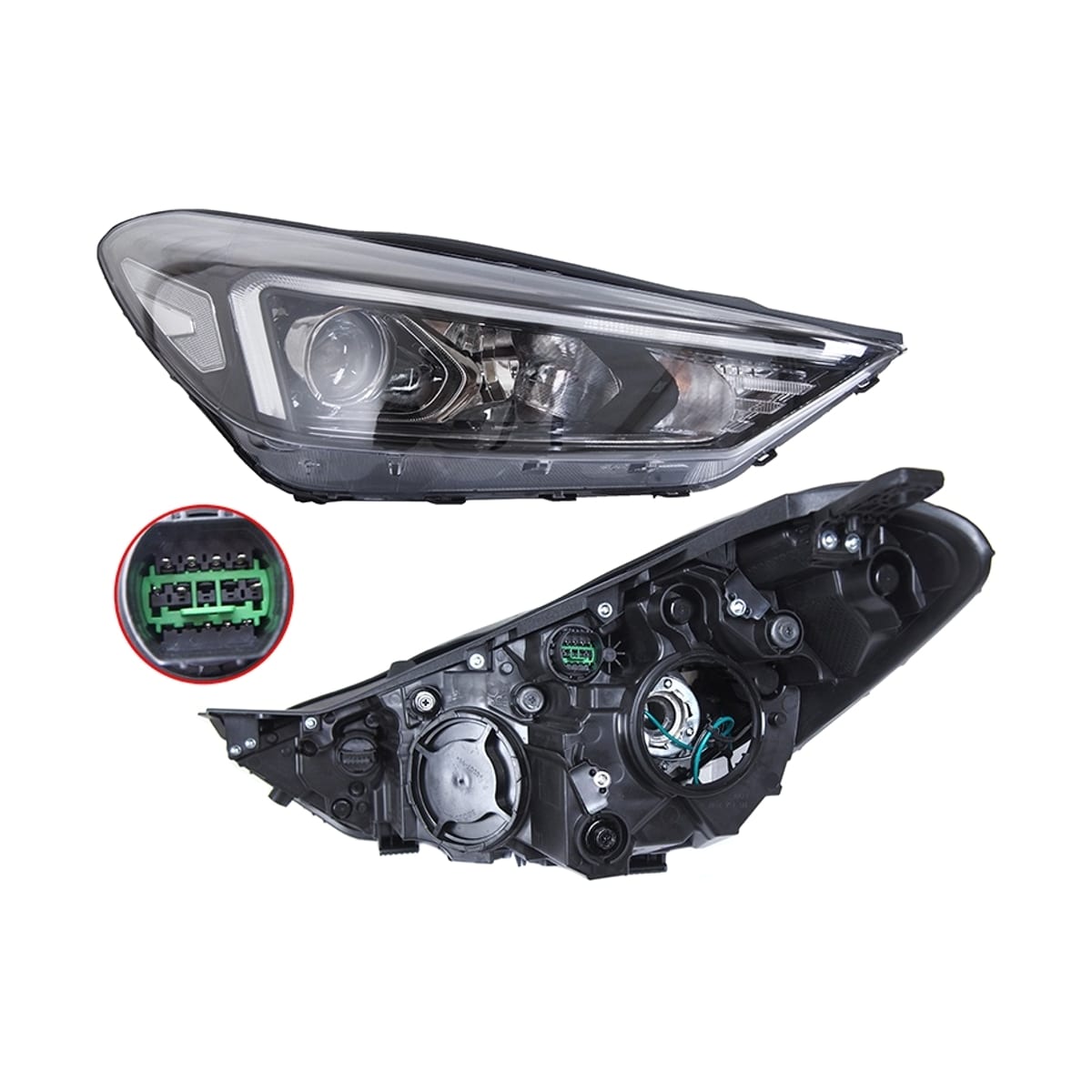 SAT Фара Hyundai Tucson 18-21 (Справа/ Галоген/ ДХО/ С электрокорректором)