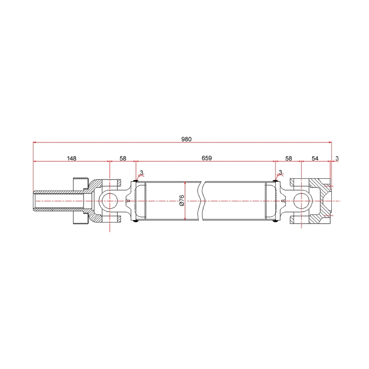 SAT Вал карданный Mitsubishi Pajero 91-00 / Montero 91-99