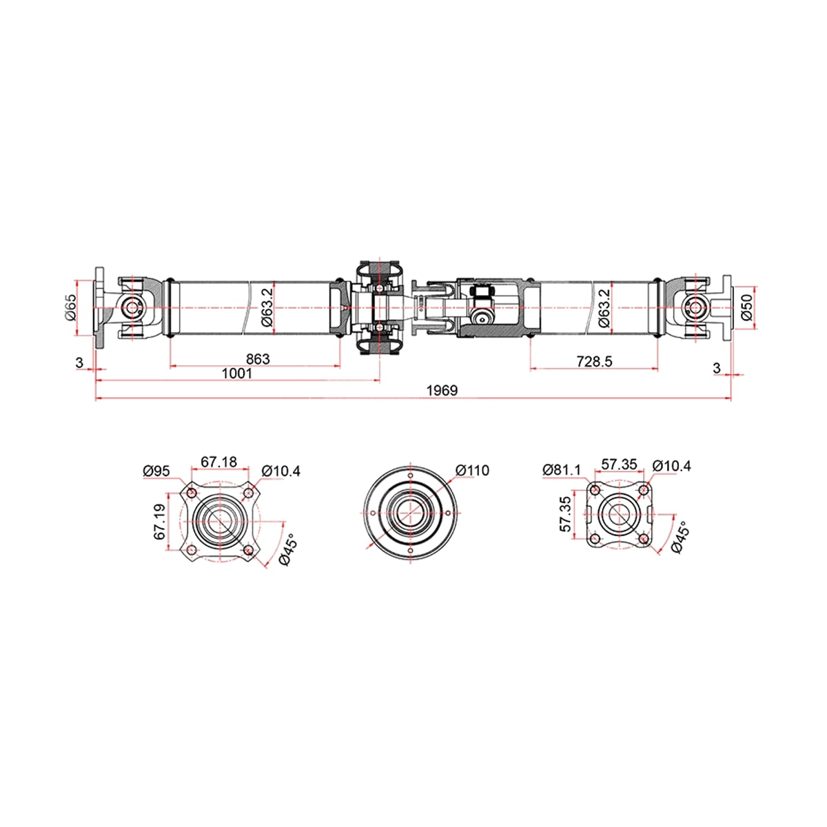 SAT Вал карданный Nissan Qashqai 06-13 / X-Trail 07-15 ST1230057