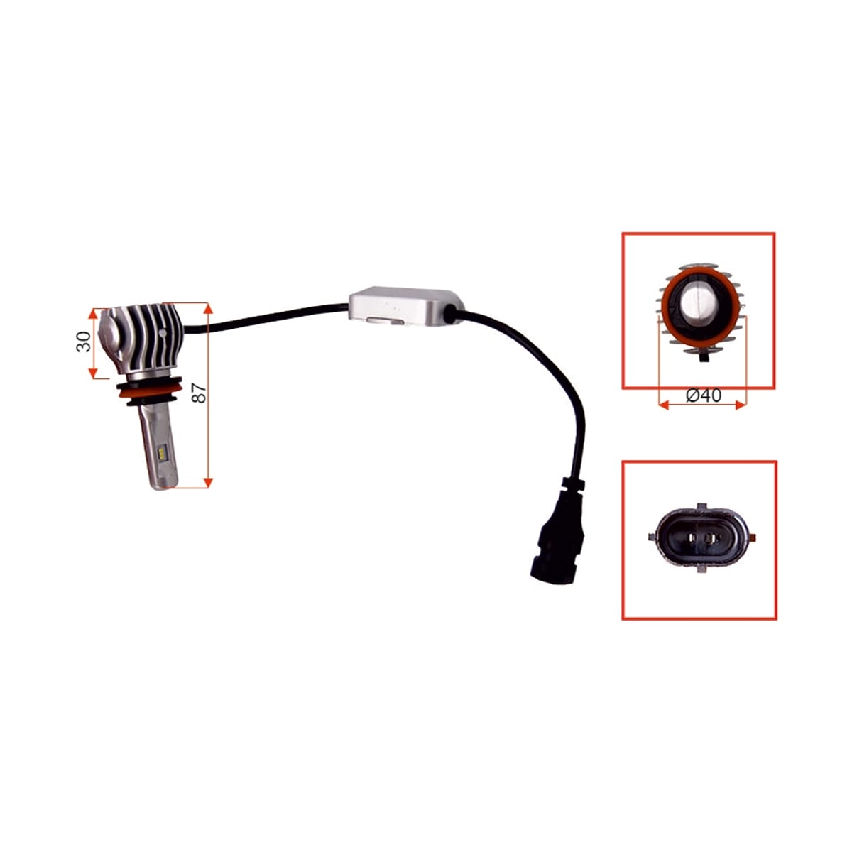 SAT Лампа (H8/H11/ LED/ Комплект/ 12В 65Вт 6000Лм Canbus)