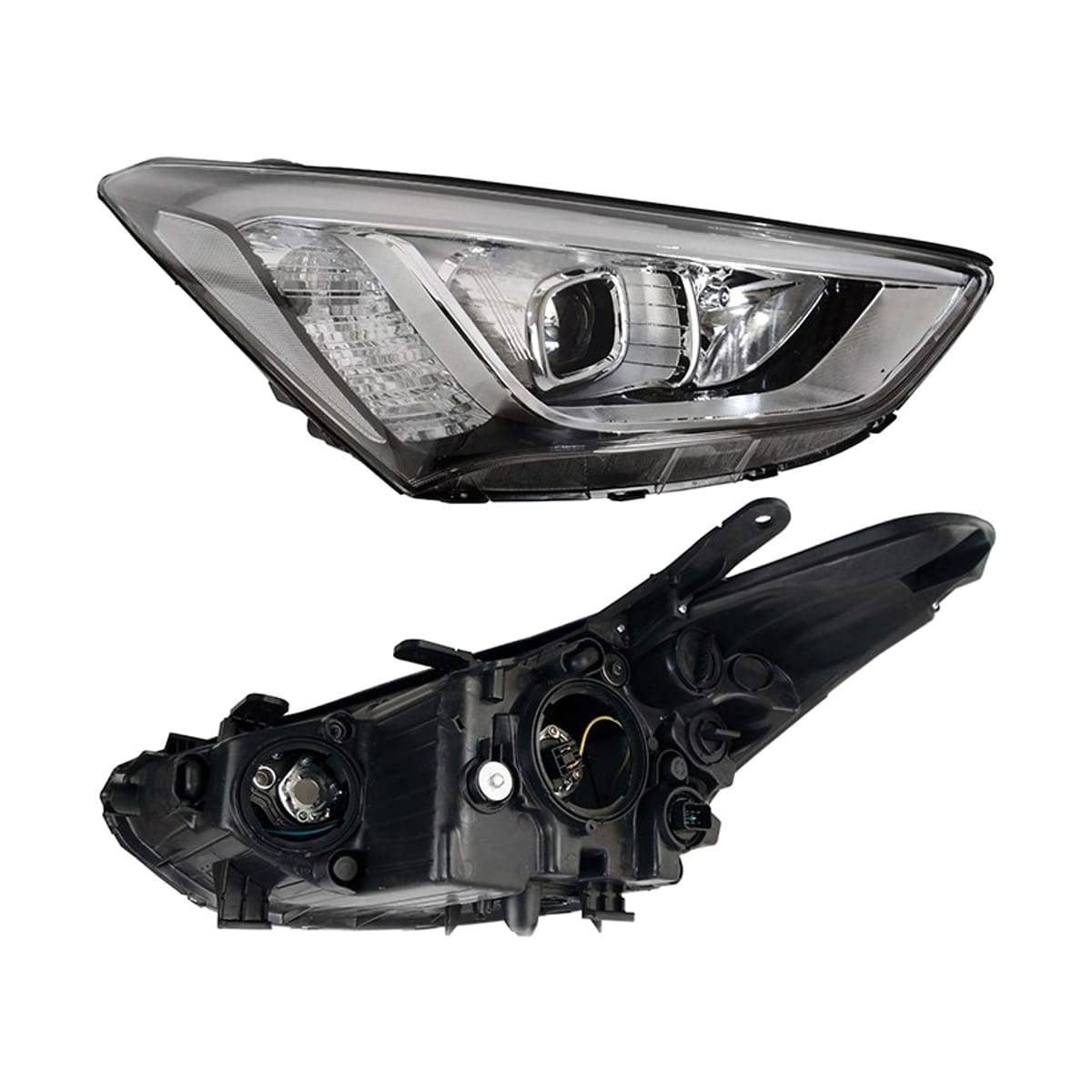 SAT Фара Hyundai Santa Fe 12-15 / Grand Santa Fe 13-16 (Справа/ Галоген/ ДХО/ С электрокорректором)