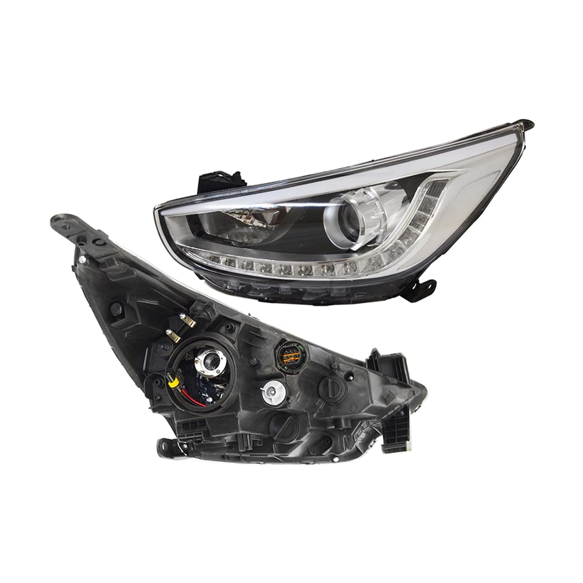 SAT Фара Hyundai Solaris 10-14 (Слева/ Галоген/ ДХО/ под электрокорректор)