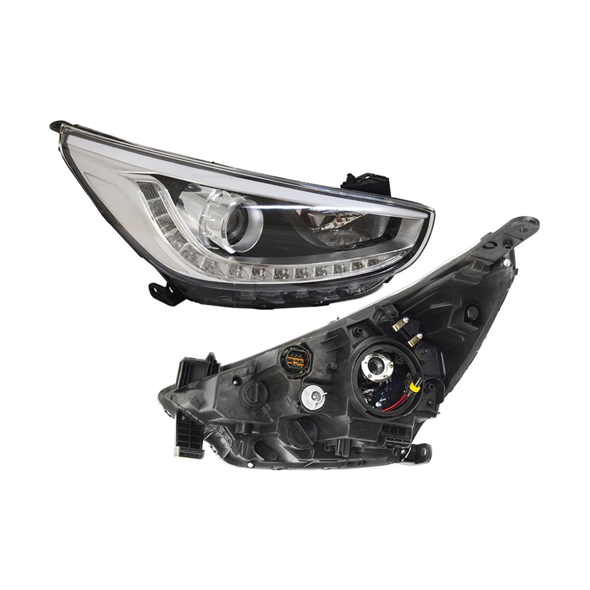 SAT Фара Hyundai Solaris 10-14 (Справа/ Галоген/ ДХО/ под электрокорректор)