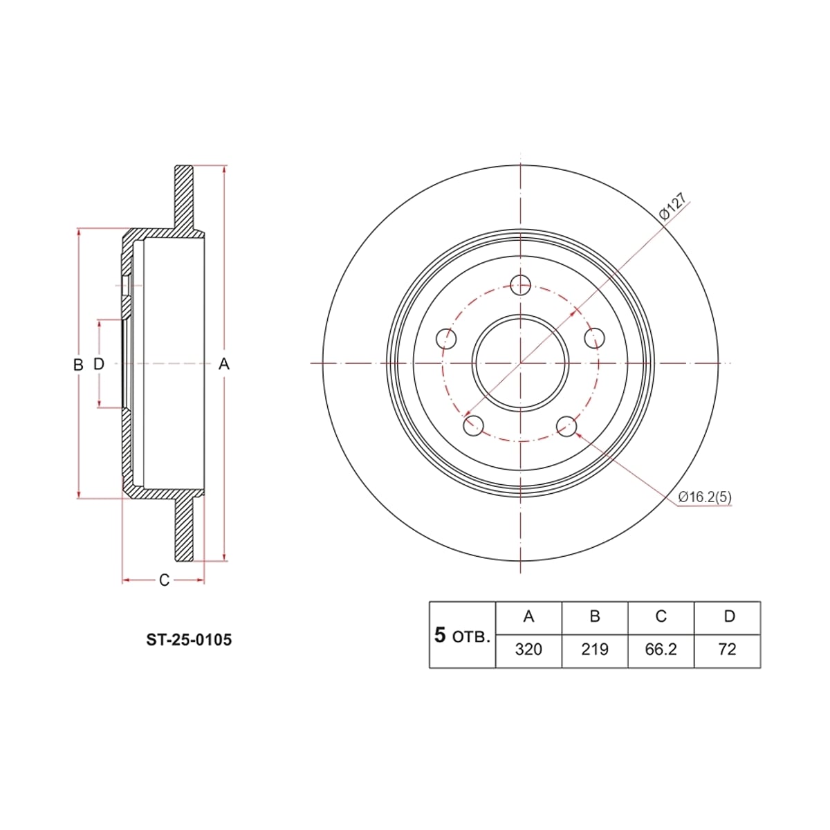 SAT Диск тормозной (Сзади) Jeep Commander 05-10 / Grand Cherokee 04-22