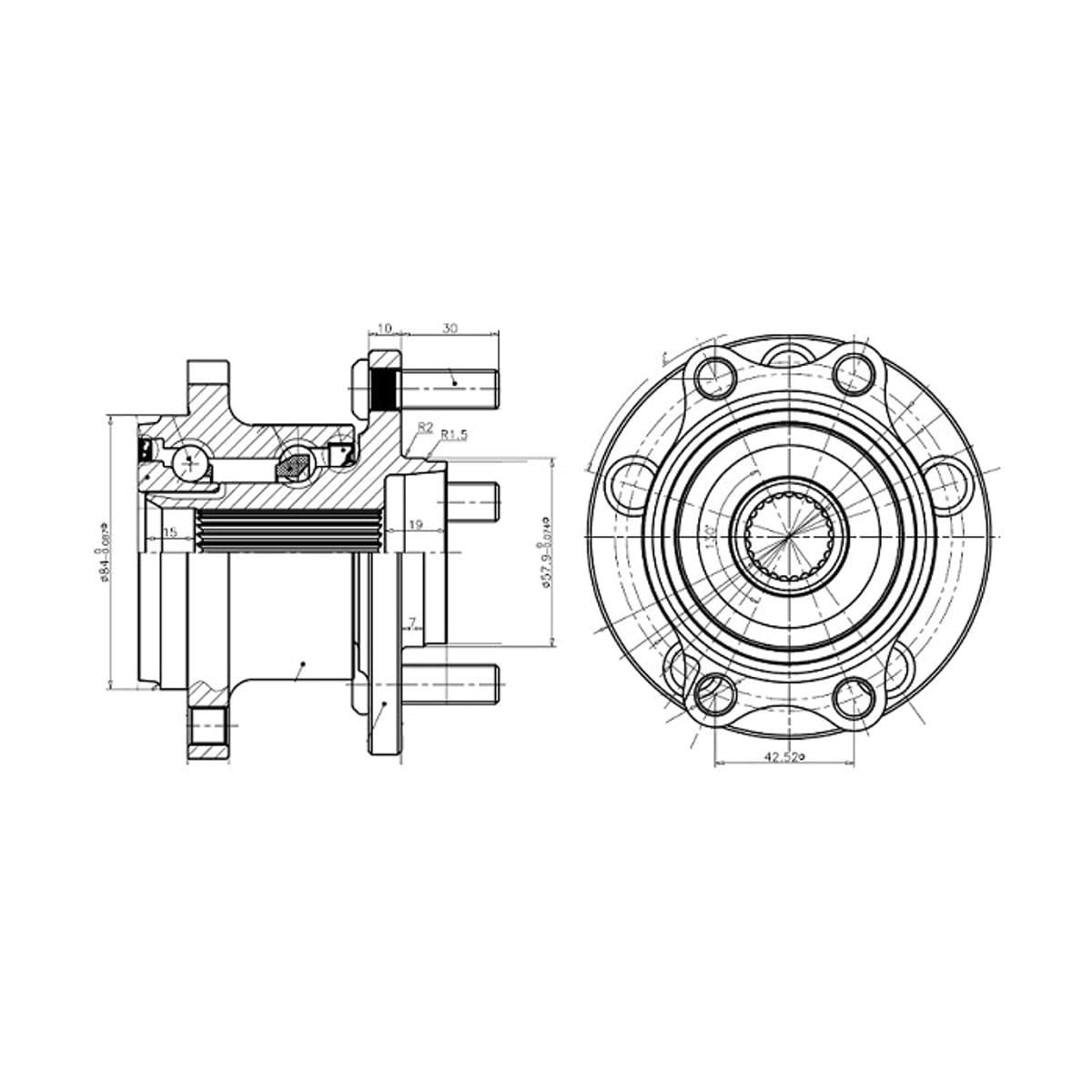 SAT Ступичный узел Subaru Legacy 03-09 / Outback 98-09 (Справа=Слева/ Сзади)