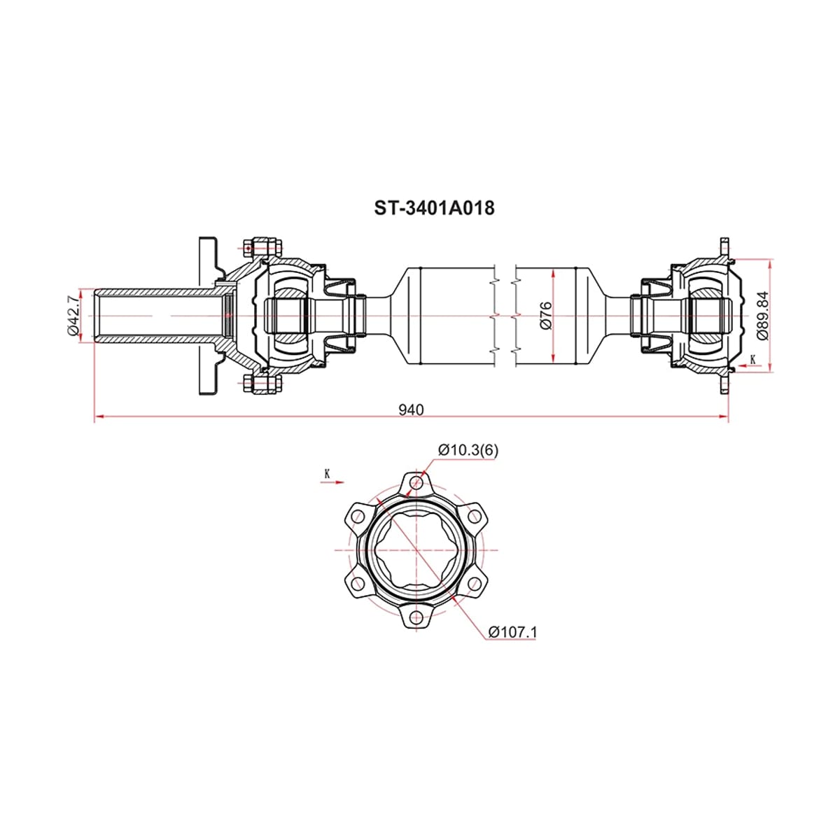 SAT Вал карданный Mitsubishi Pajero 99-15 / Montero 00-06