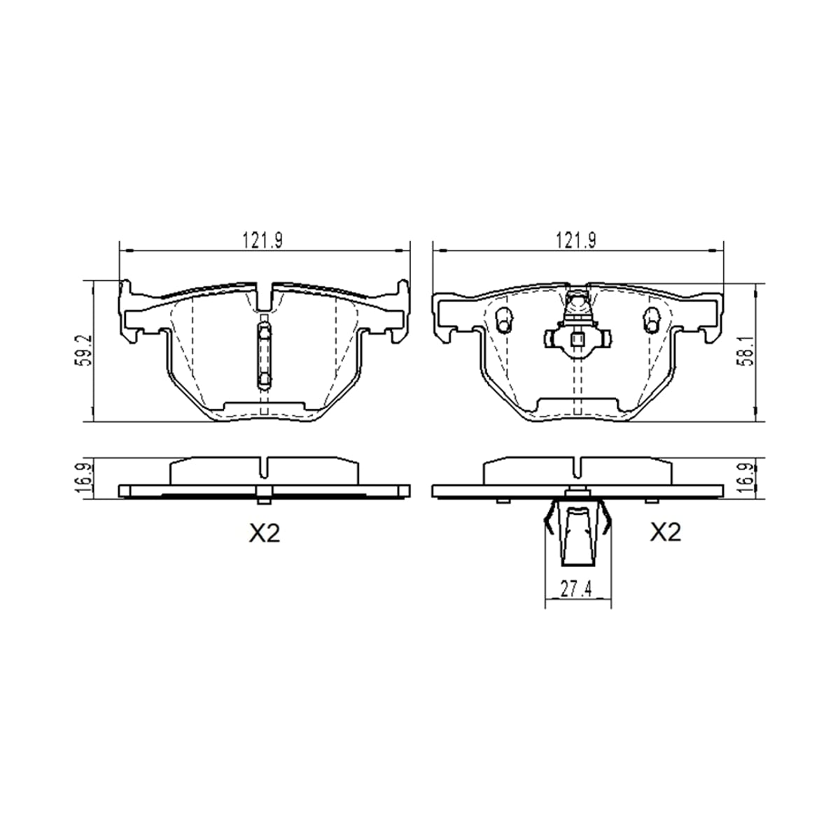 SAT Колодки тормозные (Сзади) BMW 5-Series 03-10 / 6-Series 03-10