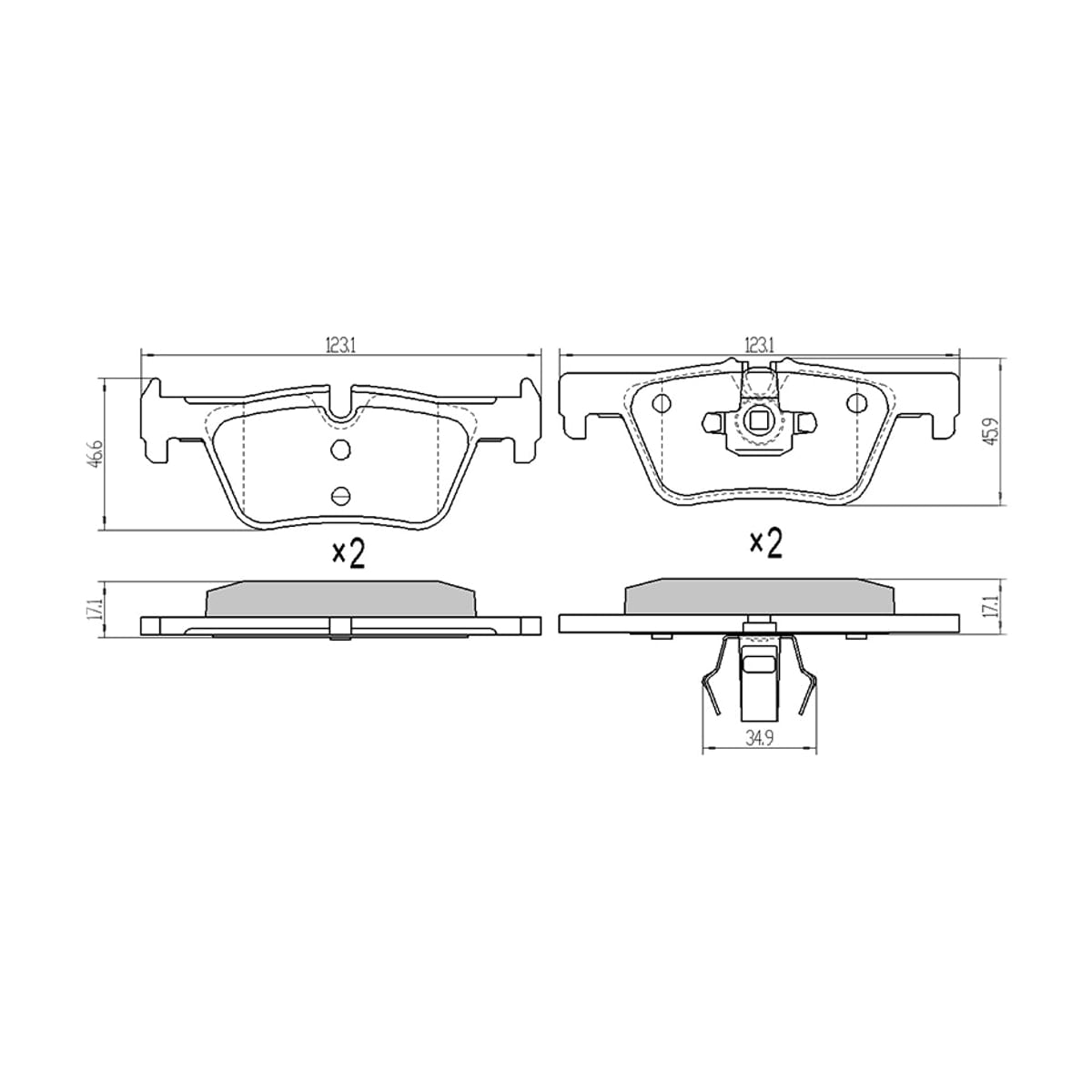 SAT Колодки тормозные (Сзади) BMW 1-Series 11-19 / 3-Series 11