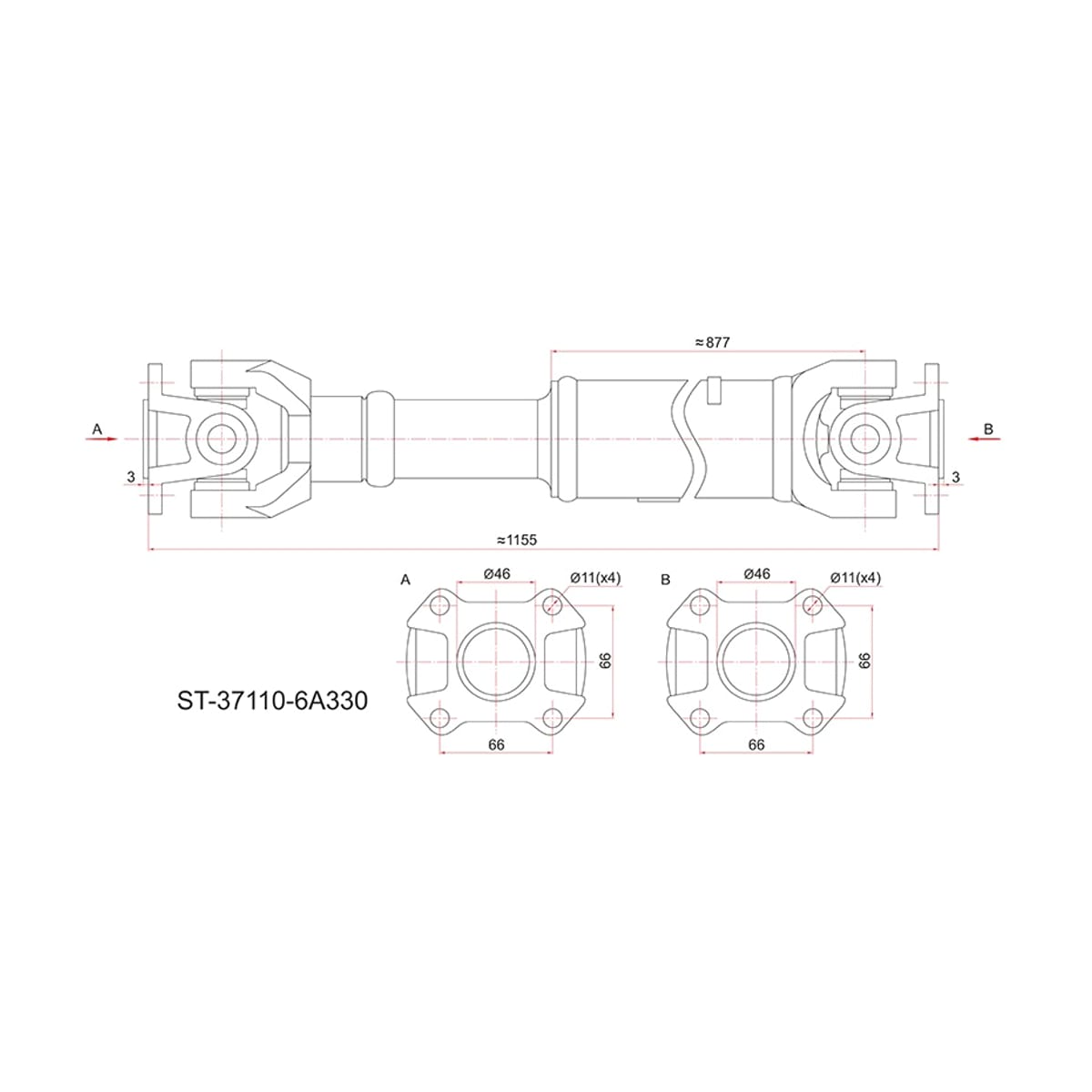 SAT Вал карданный Toyota Land Cruiser (J100,J80) 89-07 ST371106A330