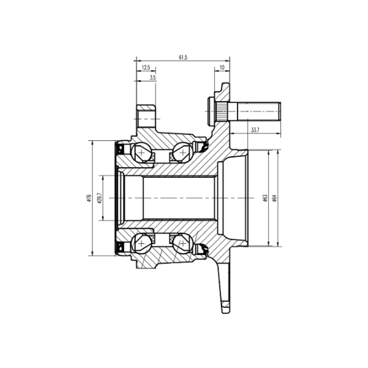 SAT Ступичный узел Honda CR-V 06-18 / Crosstour 13-16 (ABS/ Справа=Слева/ Сзади/ 4WD)
