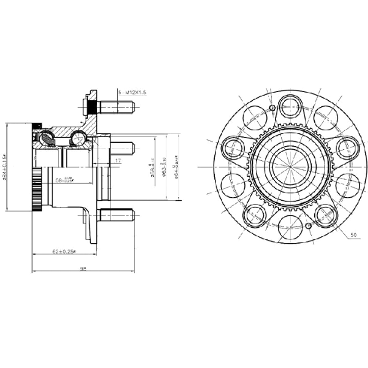 SAT Ступичный узел Honda Accord 02-08 / Stepwgn 01-05 (Справа=Слева/ Сзади)