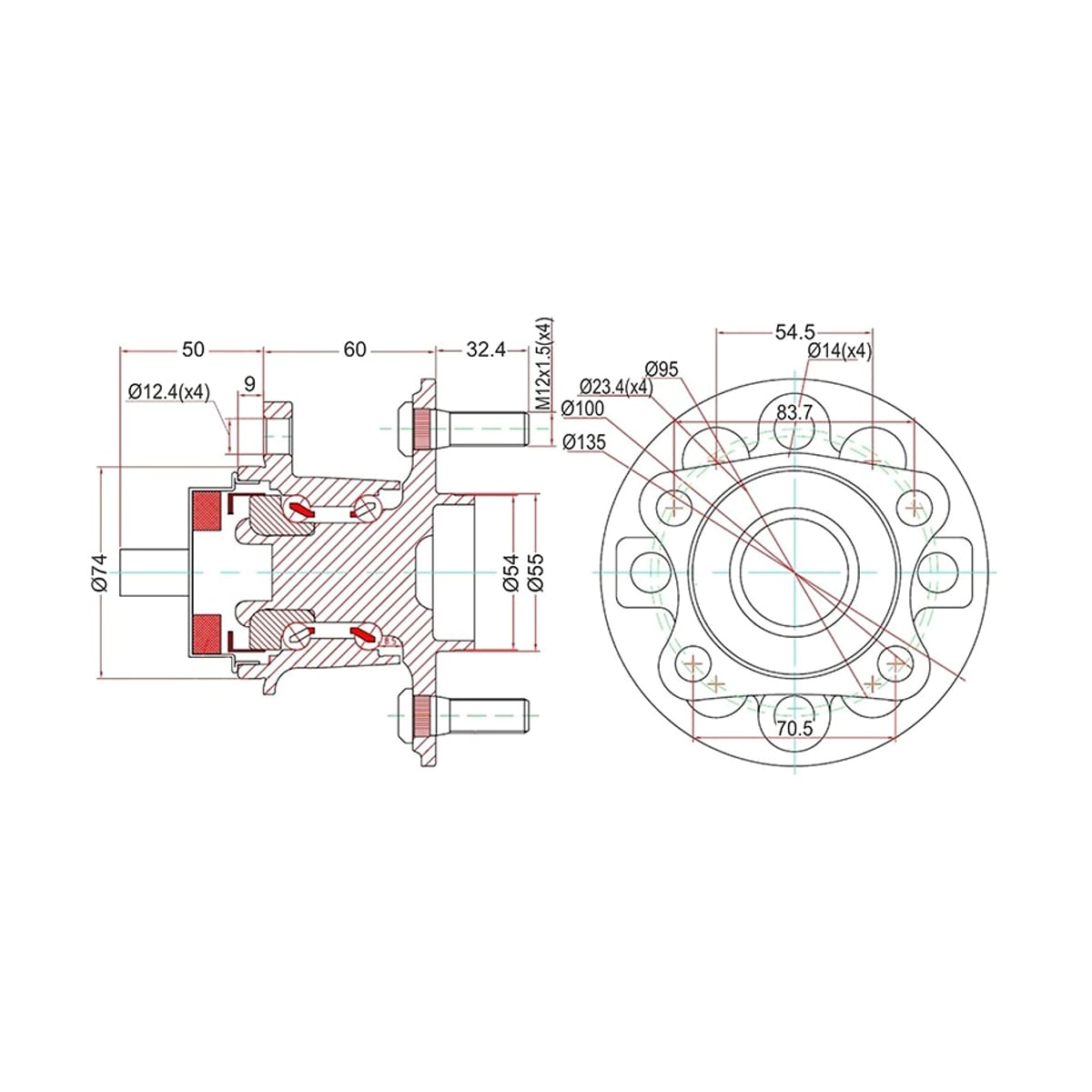 SAT Ступичный узел Toyota Ractis 05-07 / Vitz 05-07 (ABS/ Справа=Слева/ Сзади)
