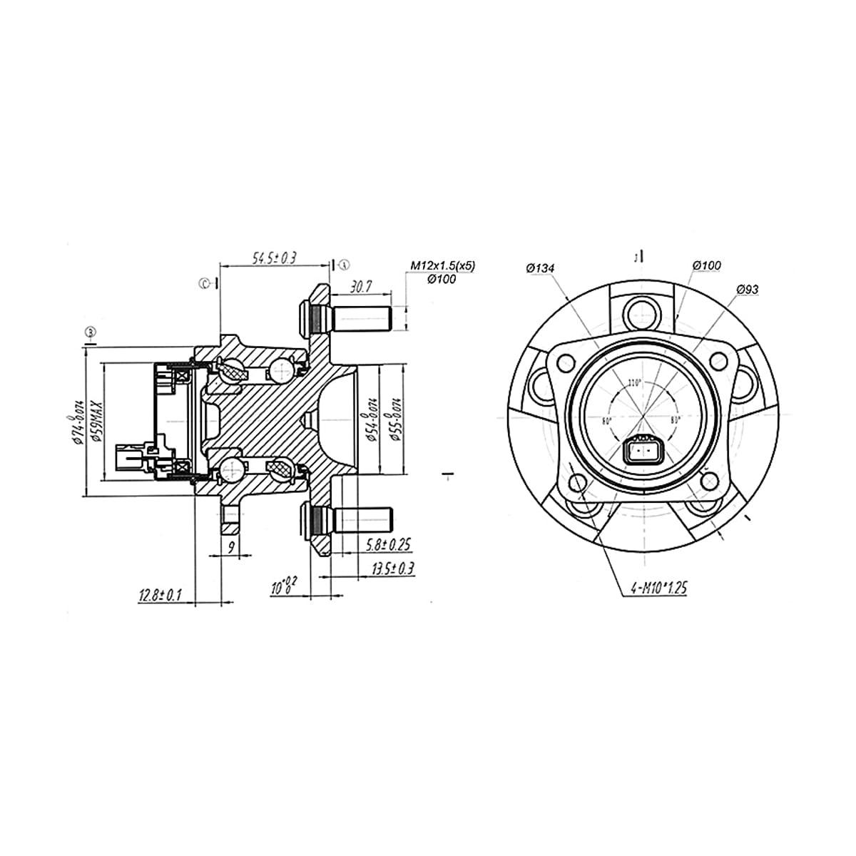 SAT Ступичный узел Toyota Allion (T240) 01-07 / Avensis 00-08 (ABS/ Справа=Слева/ Сзади)