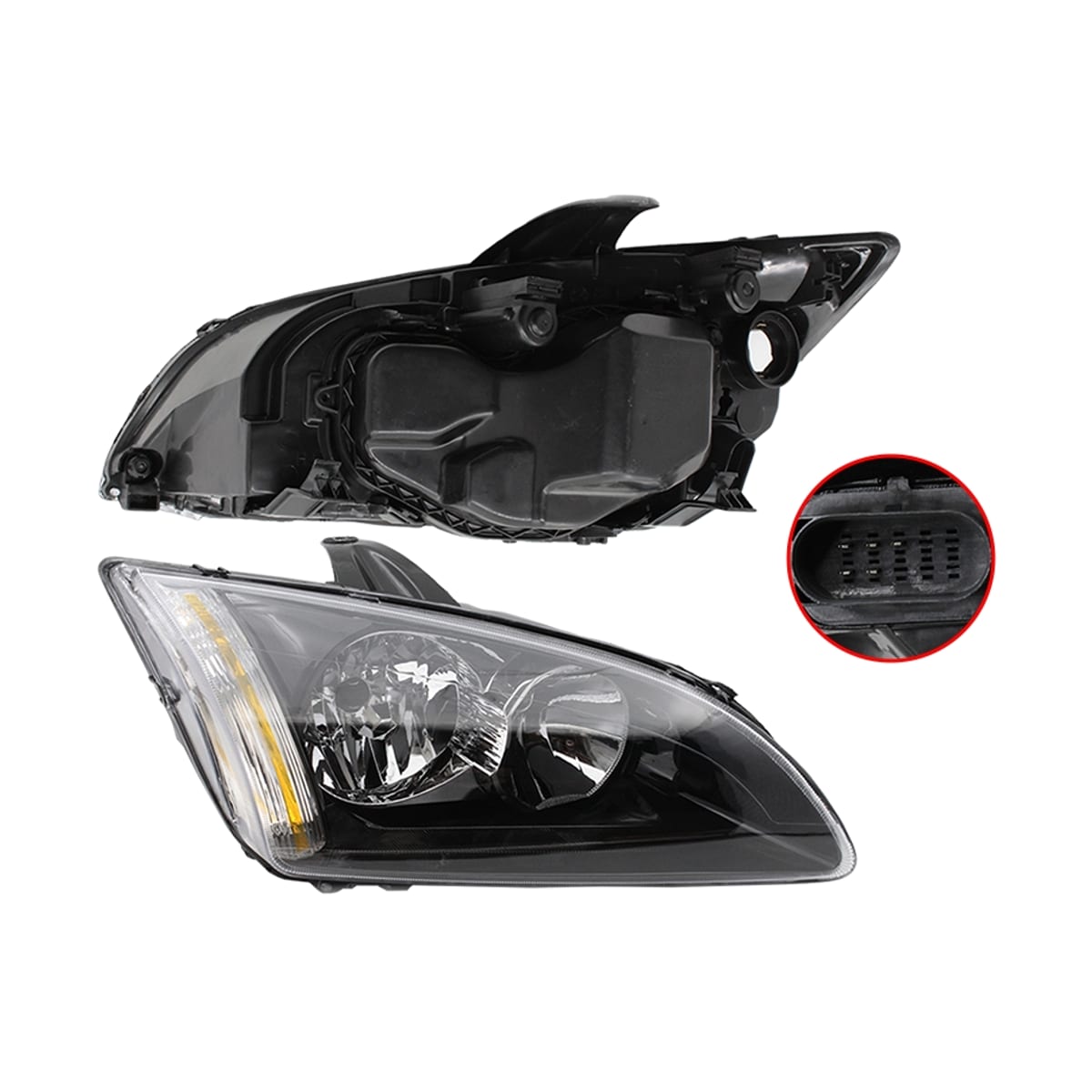 SAT Фара Ford Focus 04-08 (Справа/ Галоген/ Ручная регулировка/ чёрная) ST4311169BR
