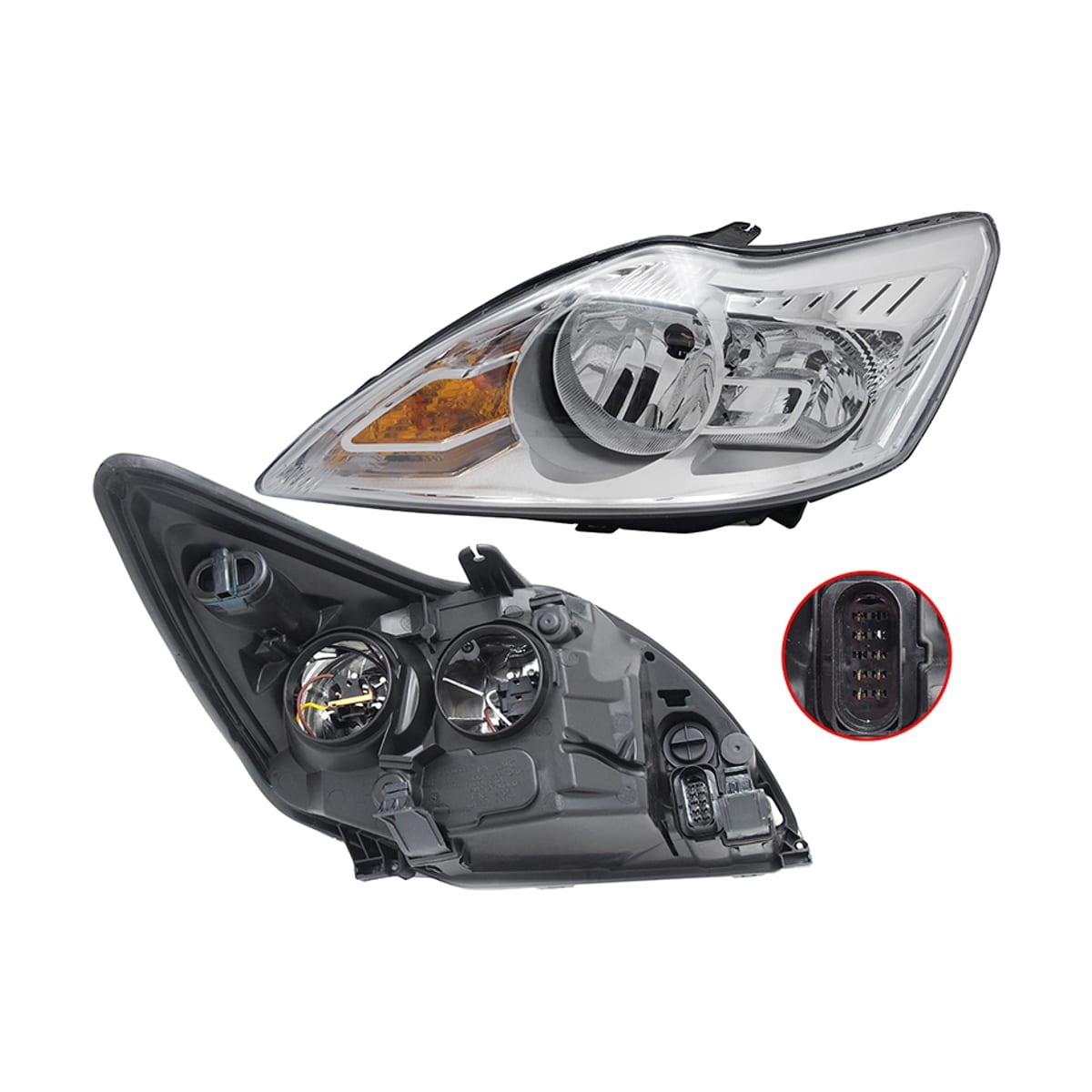 SAT Фара Ford Focus 07-11 (Слева/ Галоген/ Ручная регулировка) ST4311170CL