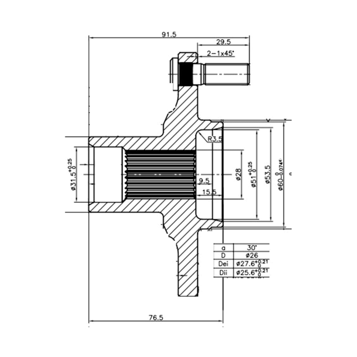 SAT Ступица Toyota Camry (XV10,XV20,XV30,XV40) 90-11 / Harrier 97-03 ST4350232070