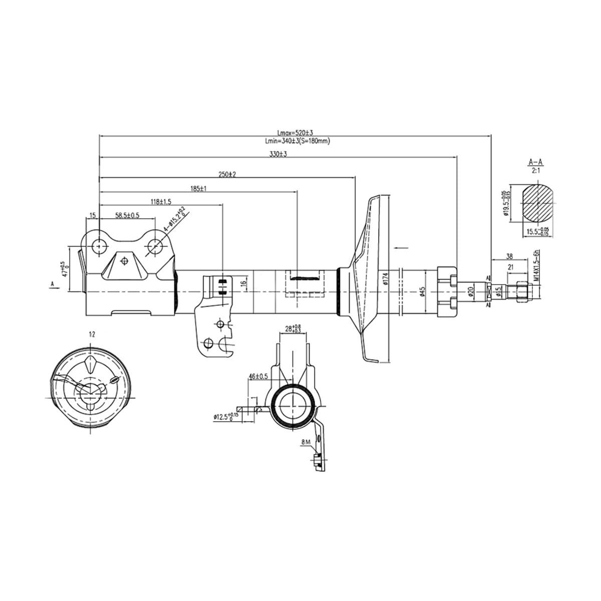 SAT Стойка передняя Toyota Allion (T240) 01-07 / Corolla 00-07 (Справа) ST4851080015