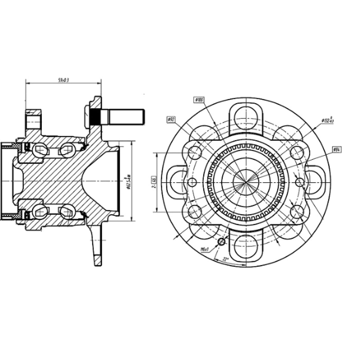 SAT Ступичный узел Hyundai Solaris 10-22 / Kia Rio 11-17 (ABS/ Справа=Слева/ Сзади) ST527500U000