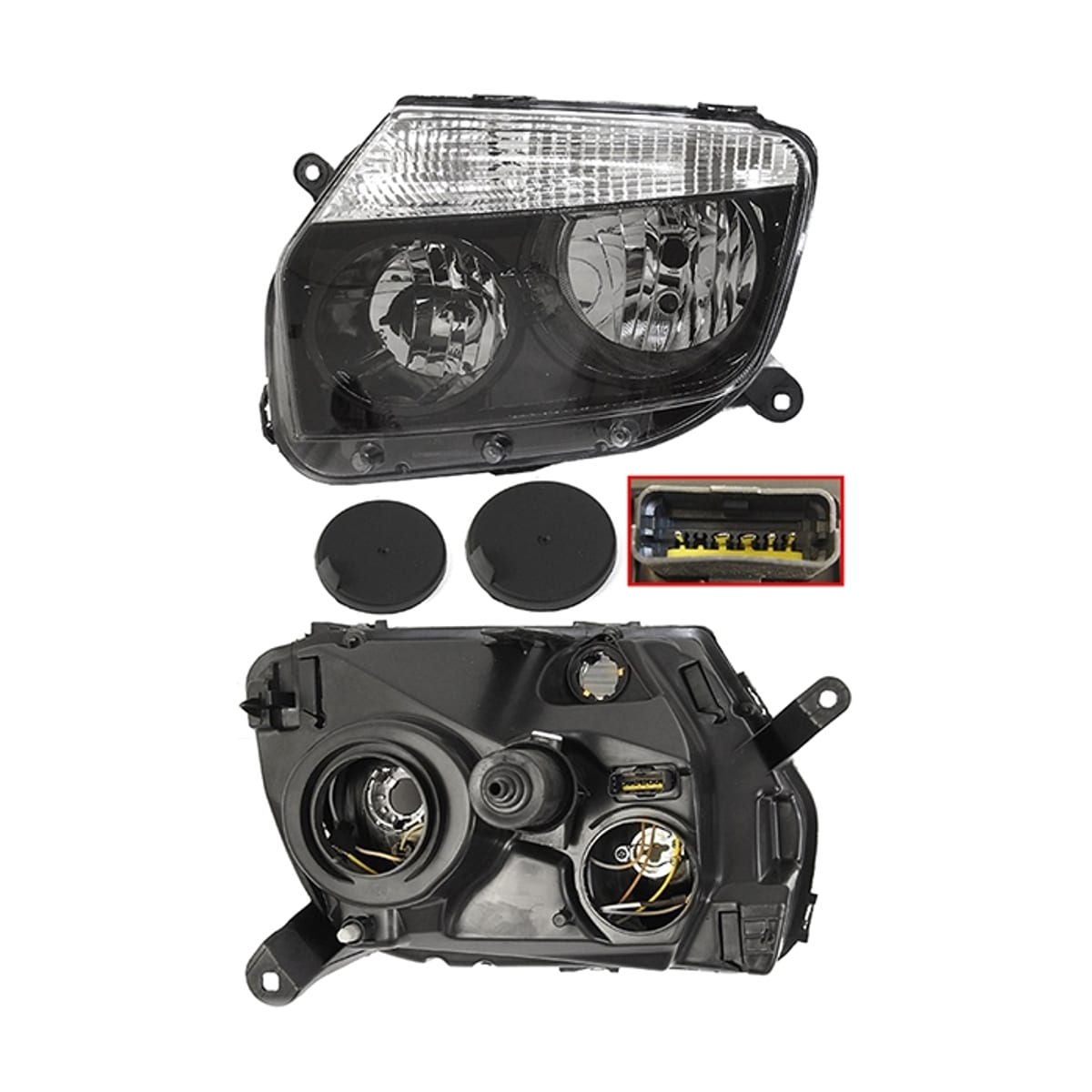 SAT Фара Renault Duster 10-15 (Слева/ Галоген/ Ручная регулировка/ Чёрная) ST5511186LLDEM2