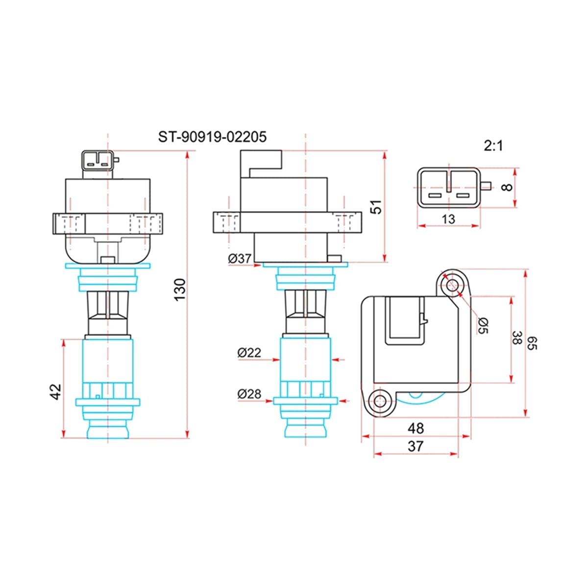 SAT Катушка зажигания Toyota Mark II (X80,X90) 88-96 / Aristo 91-97 1JZGTE;2JZGTE