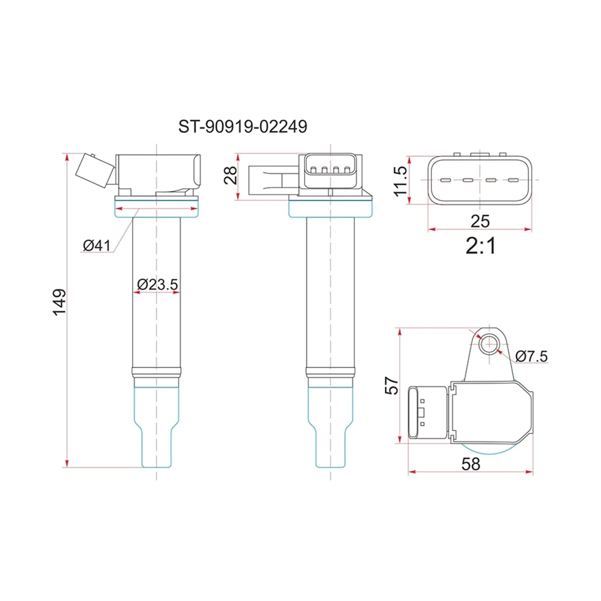 SAT Катушка зажигания Toyota Crown 95-12 / Land Cruiser 98-21 1GFE;1UZFE;2UZFE;3UZFE ST9091902249
