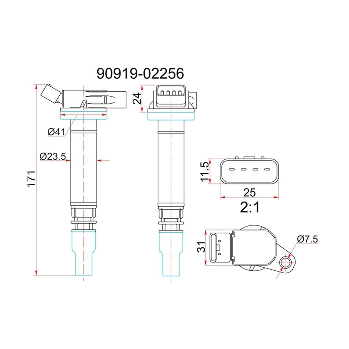 SAT Катушка зажигания Lexus RX 06-15 / Toyota Camry 06-21 1URFE;2GRFE;2GRFSE;3GRFE;3GRFSE;3URFBE;3URFE;4GRFSE ST9091902256