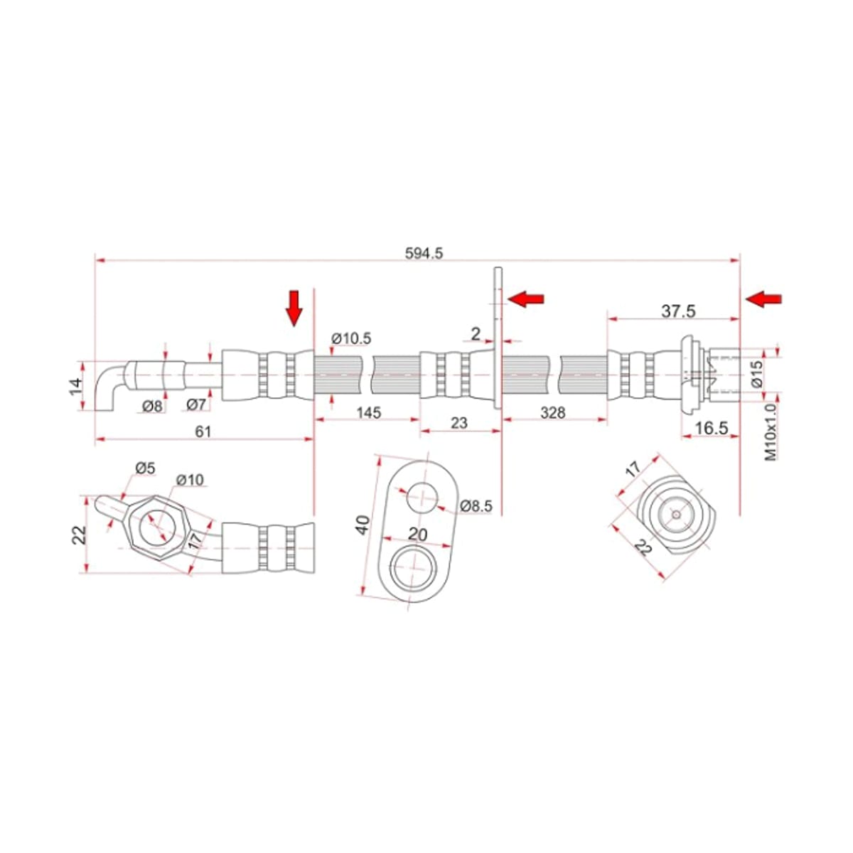 SAT Шланг тормозной Toyota Camry (XV30,XV40,XV50) 01-18 / Lexus ES 01-12 (Сзади/ Слева) ST9094702F61
